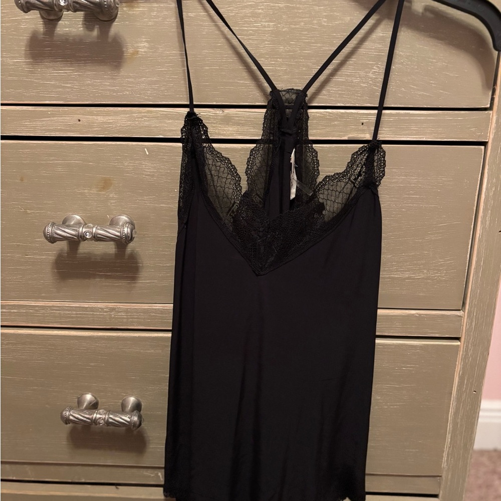 Black Lace Trim Cami Top